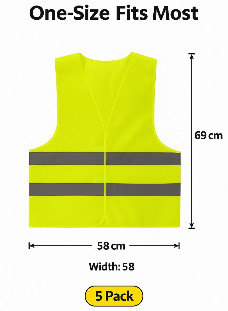 Circuit Green 5-Pack Reflective Safety Vests, High Visibility Lightweight Mesh for Men & Women, Breathable Hi Vis Jackets with 360° Strips, Ideal for Construction, Roadside, Warehouse, Cycling - Image 3