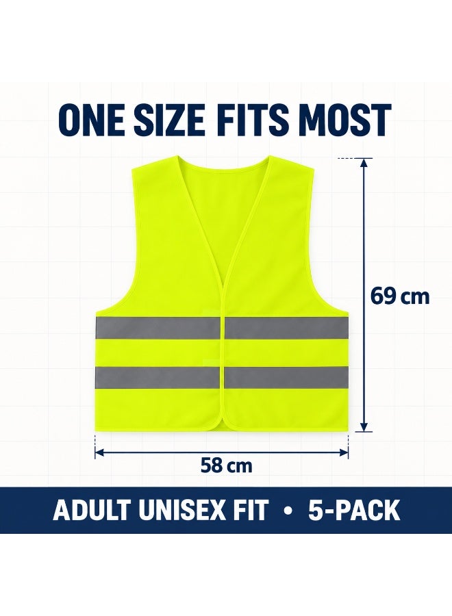 Circuit Green 5-Pack Reflective Safety Vests, High Visibility Lightweight Mesh for Men & Women, Breathable Hi Vis Jackets with 360° Strips, Ideal for Construction, Roadside, Warehouse, Cycling - Image 3