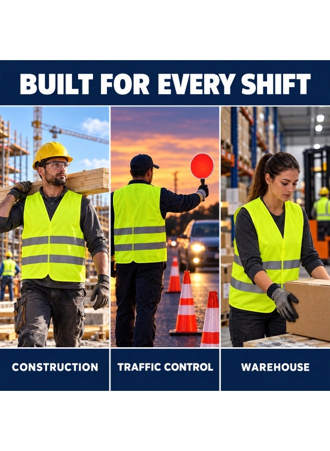 Circuit Green 5-Pack Reflective Safety Vests, High Visibility Lightweight Mesh for Men & Women, Breathable Hi Vis Jackets with 360° Strips, Ideal for Construction, Roadside, Warehouse, Cycling - Image 4