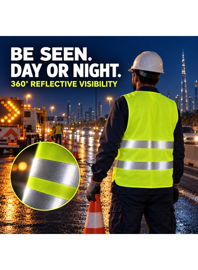 Circuit Green 5-Pack Reflective Safety Vests, High Visibility Lightweight Mesh for Men & Women, Breathable Hi Vis Jackets with 360° Strips, Ideal for Construction, Roadside, Warehouse, Cycling - Image 5