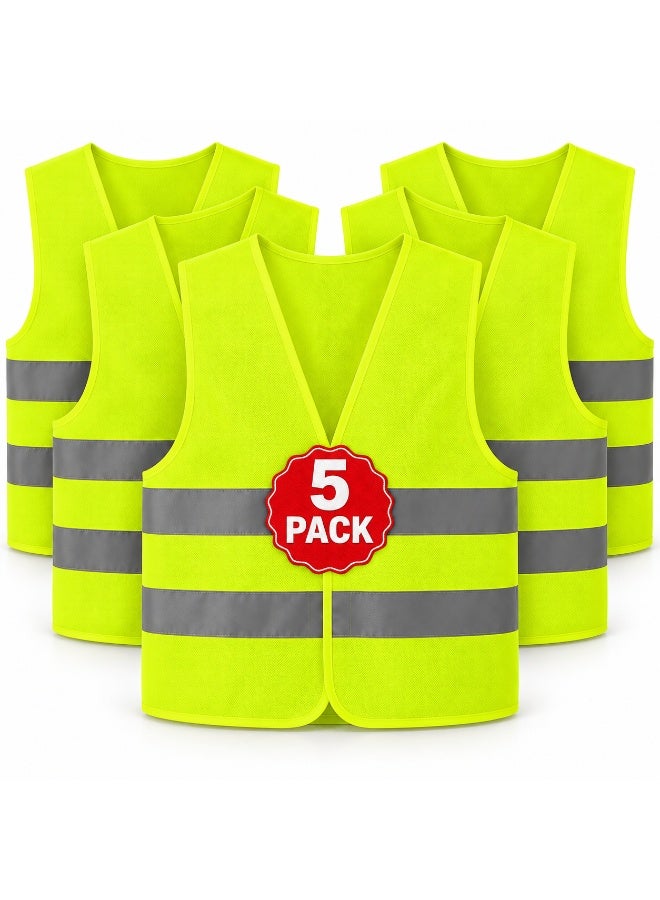 Circuit Green 5-Pack Reflective Safety Vests, High Visibility Lightweight Mesh for Men & Women, Breathable Hi Vis Jackets with 360° Strips, Ideal for Construction, Roadside, Warehouse, Cycling - Image 1