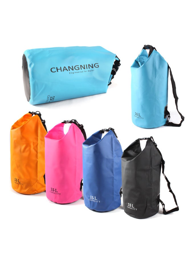 Generic Outdoor Special Swimming Drifting Special Barrel Bag Waterproof Bag Beach Bag Casual Shoulder Bag Storage Bag Thickened 15L-Color:Blue-Size:15L  - Image 2
