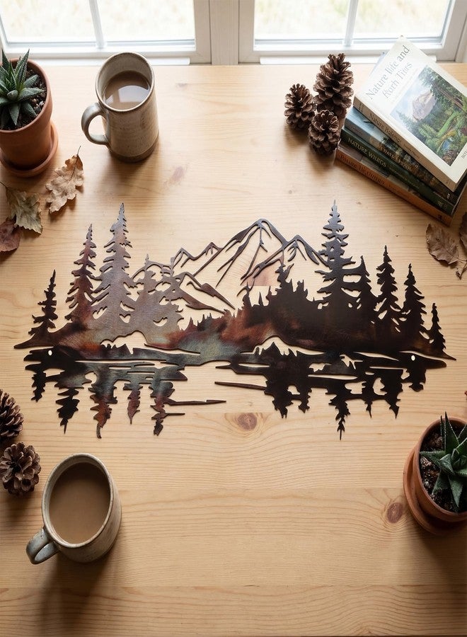 Novabright Mountain Reflection Wall Art Natural Metal Landscape Wall Decor Modern Rural Aesthetic Mountain Art Decoration for Living Room, Bedroom, Office, 6.3 x 13.8 Inches - Image 4