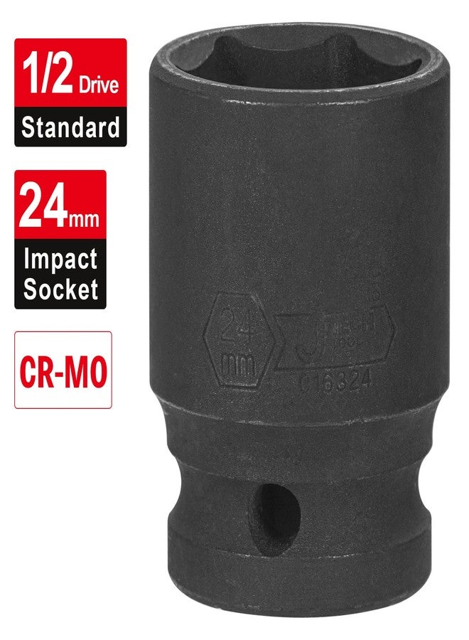 Jetech 1/2 Inch Drive 24mm Standard Impact Socket, Chrome Molybdenum Alloy Steel, 6-Point Design, Metric - Image 2