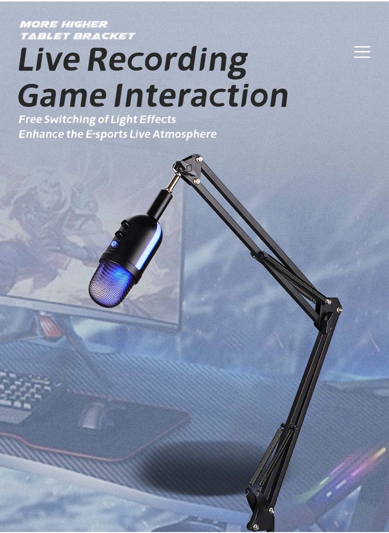 LEOKOR - Gaming PC Microphone,USB Streaming Microphone for Podcast Game Chat,Computer Condenser Desktop Mic with RGB,Mute Button,Noise Cancellation Function - Image 1