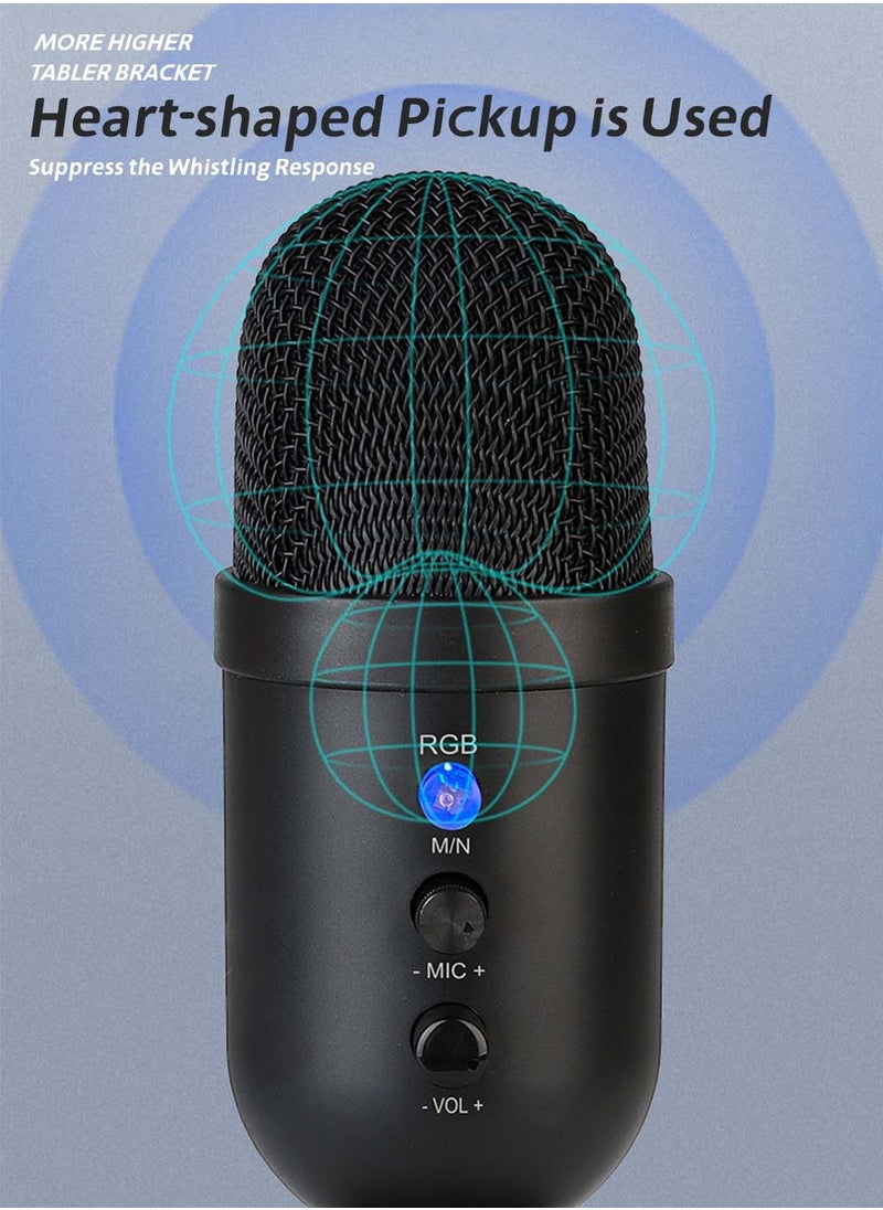 LEOKOR - Gaming PC Microphone,USB Streaming Microphone for Podcast Game Chat,Computer Condenser Desktop Mic with RGB,Mute Button,Noise Cancellation Function - Image 1