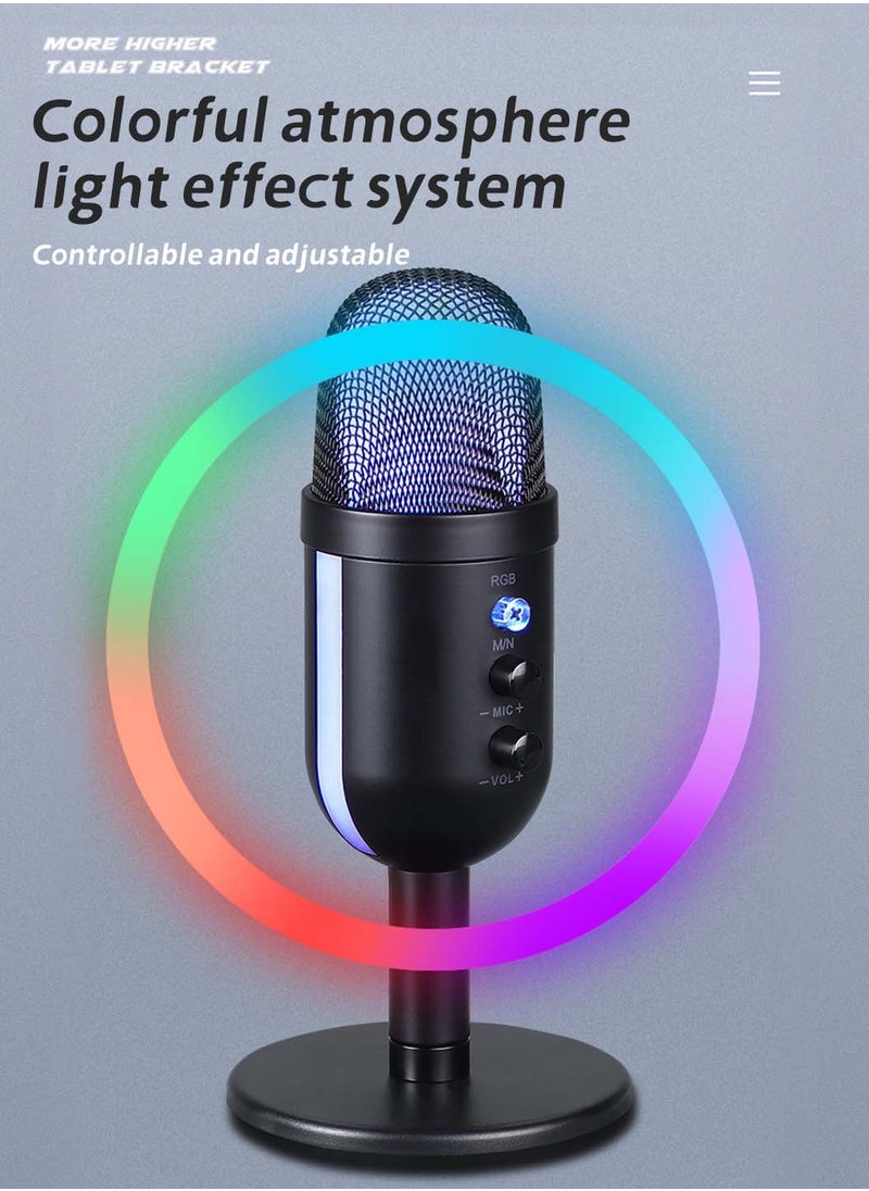 LEOKOR - Gaming PC Microphone,USB Streaming Microphone for Podcast Game Chat,Computer Condenser Desktop Mic with RGB,Mute Button,Noise Cancellation Function - Image 1