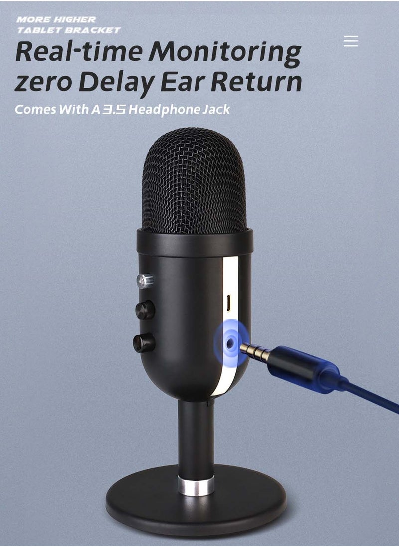 LEOKOR - Gaming PC Microphone,USB Streaming Microphone for Podcast Game Chat,Computer Condenser Desktop Mic with RGB,Mute Button,Noise Cancellation Function - Image 1
