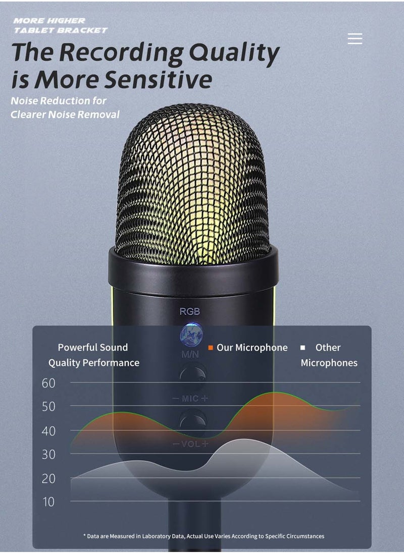 LEOKOR - Gaming PC Microphone,USB Streaming Microphone for Podcast Game Chat,Computer Condenser Desktop Mic with RGB,Mute Button,Noise Cancellation Function - Image 1