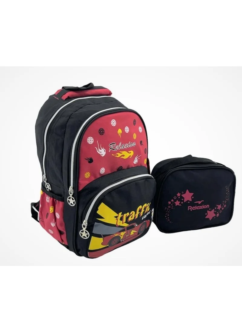Relaxion Traffic Patterned Primary School Bag with Lunch Box 1340-18