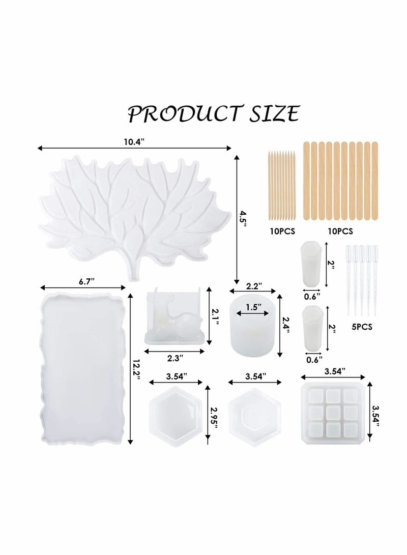 SYOSI Epoxy Resin Molds Box Molds Kit with Deer Hanging Bar, Lipstick Organizer, Hexagon Storage Box, Larger Tray & Crystal Pillars Box Molds for Making Resin Box - Image 3