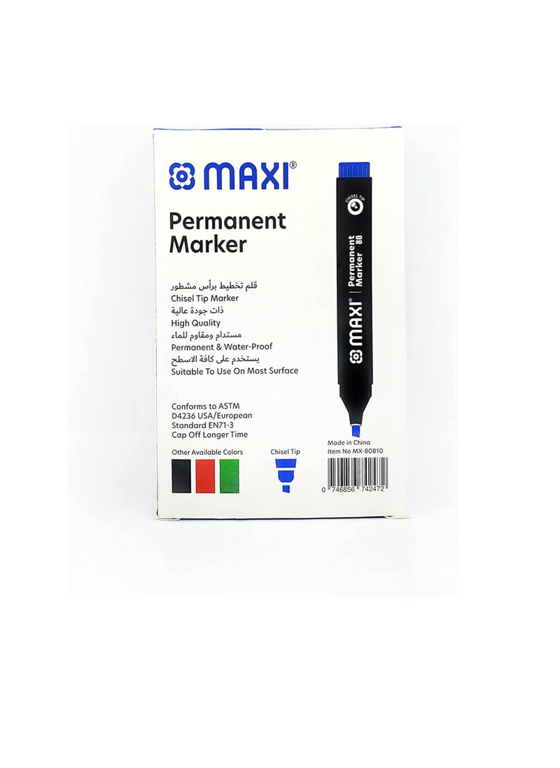 Maxi - Maxi Permanent marker with Chisel tip 10pc Blue - Image 1
