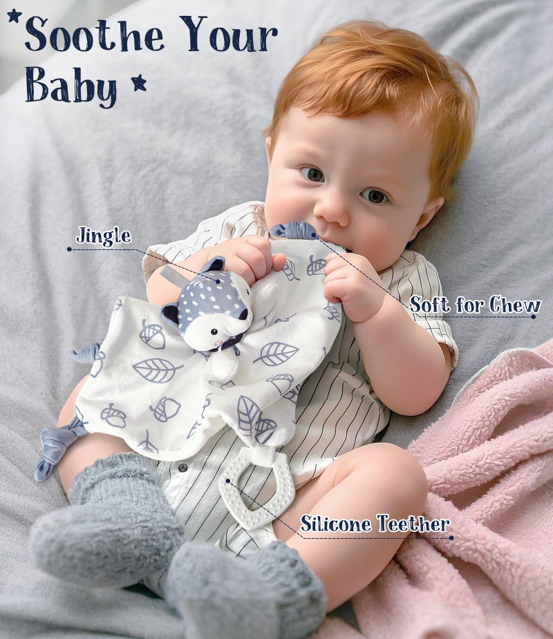 Golray Baby Boy Gifts for Baby Shower, 9pcs Newborn Essential with Fox Lovey/Blanket/Onesie/Wooden Rattle/Socks/Bib/Suitcase, Welcome Baby Gift Box Gender Reveal Infant Boy Gift Basket Set 0-6 Month - Image 2