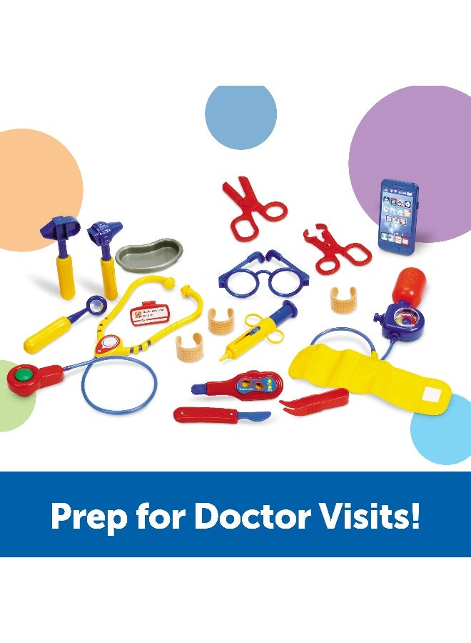 ليرننج ريسورسز مجموعة أدوات الطبيب التظاهري من Learning Resources، مجموعة أدوات طبية للأطفال مكونة من 19 قطعة مع سماعة طبية وأصوات جهاز استدعاء، لعبة لعب الأدوار للعب الخيالي وتنمية اللغة، للأعمار من 3 سنوات فما فوق - Image 3