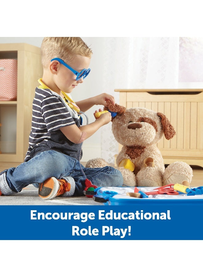 ليرننج ريسورسز مجموعة أدوات الطبيب التظاهري من Learning Resources، مجموعة أدوات طبية للأطفال مكونة من 19 قطعة مع سماعة طبية وأصوات جهاز استدعاء، لعبة لعب الأدوار للعب الخيالي وتنمية اللغة، للأعمار من 3 سنوات فما فوق - Image 2