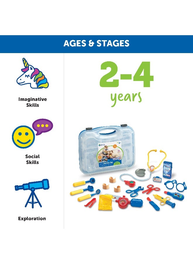 ليرننج ريسورسز مجموعة أدوات الطبيب التظاهري من Learning Resources، مجموعة أدوات طبية للأطفال مكونة من 19 قطعة مع سماعة طبية وأصوات جهاز استدعاء، لعبة لعب الأدوار للعب الخيالي وتنمية اللغة، للأعمار من 3 سنوات فما فوق - Image 5