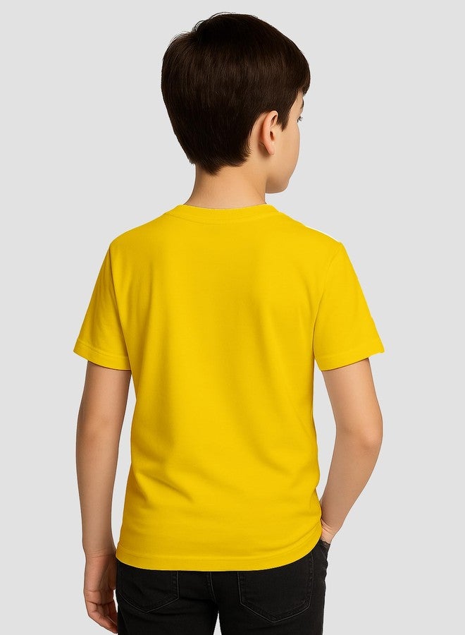 ENCIGER Baby Boys Plain Cotton T-Shirt | Soft Half Sleeve Round Neck Tee for Infants & Toddlers (Yellow, 0-12 Months) - Image 2