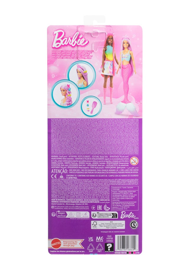 Barbie - Mermaid Doll With 7-Inch-Long Pink Fantasy Hair And Colorful Accessories For Styling Play Like Headband And Barrettes - Image 1