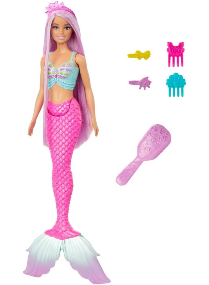 Barbie Mermaid Doll with 7-Inch-Long Fantasy Hair & Accessories for Styling Play - Image 1