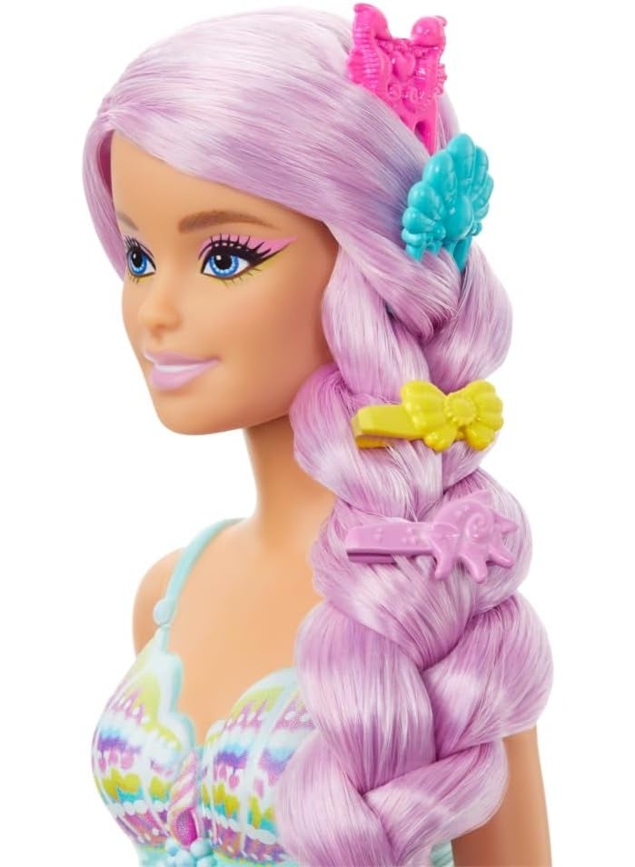 Barbie Mermaid Doll with 7-Inch-Long Fantasy Hair & Accessories for Styling Play - Image 3