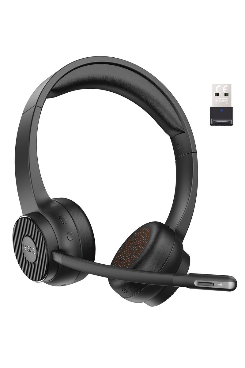 إكسا سماعة إيكسا اللاسلكية مع ميكروفون ذكي لإلغاء الضوضاء - بلوتوث 5.2 مع مستقبل USB 2.4 جيجا هرتز - بطارية تعمل 55 ساعة - مثالية للكمبيوتر والمحمول - Image 1