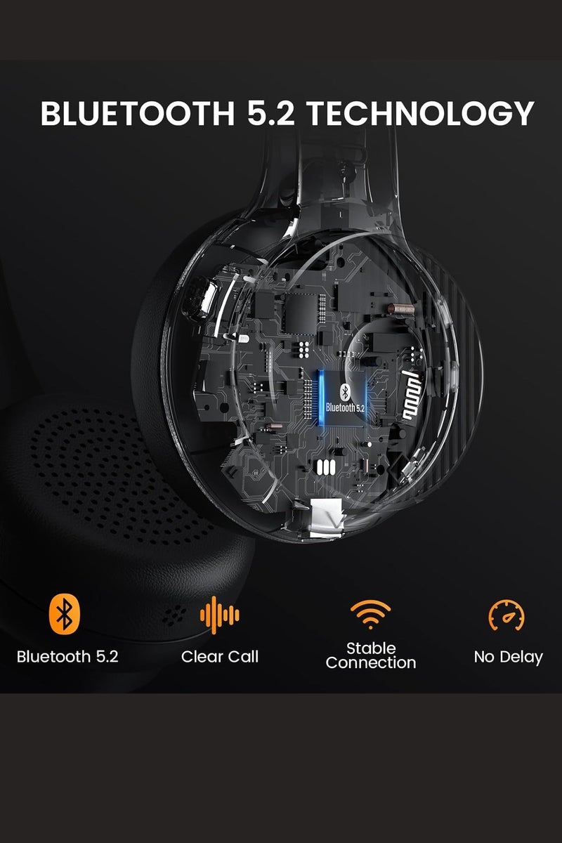 إكسا سماعة إيكسا اللاسلكية مع ميكروفون ذكي لإلغاء الضوضاء - بلوتوث 5.2 مع مستقبل USB 2.4 جيجا هرتز - بطارية تعمل 55 ساعة - مثالية للكمبيوتر والمحمول - Image 2