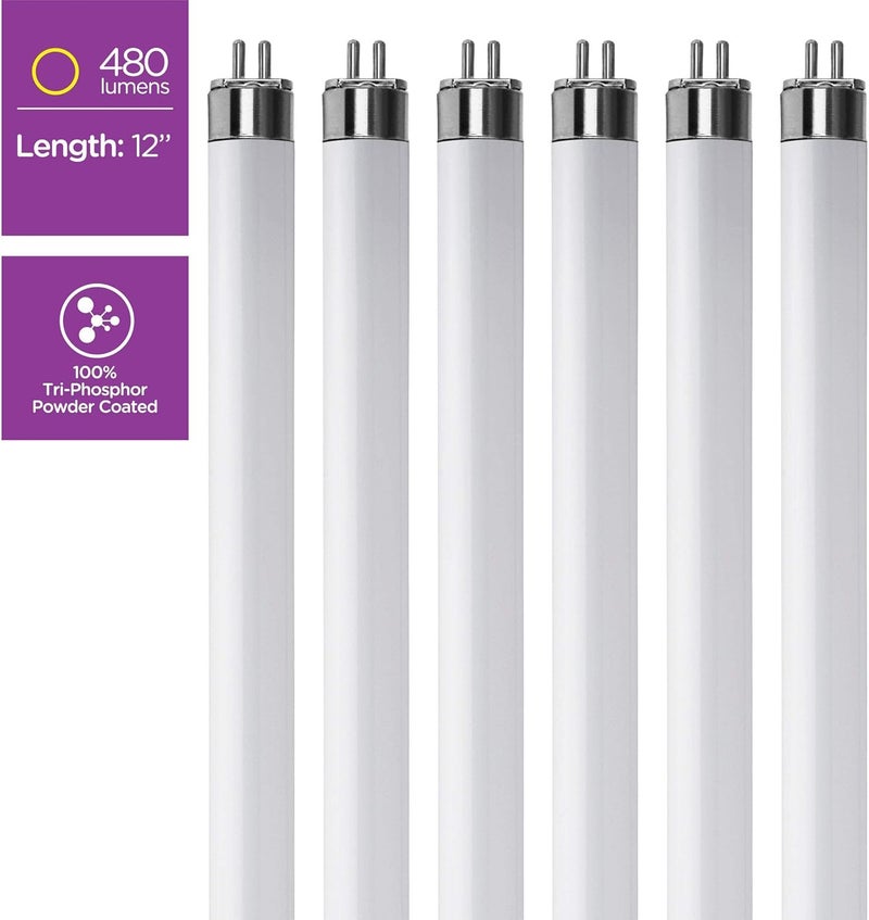 KOR KOR Pack of 6 F8T5CW  T5 Fluorescent 4100K Cool White  8 Watt  12 Super Long Life Light Bulbs - Image 5