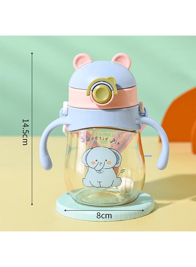 Baby Sippy Cups, Toddlers Sippy Cup for Kids 6+ Months with Silicone Straw, Leak-Proof Beaker with Handles Lanyard Straw Bottle for Babies Learning Cup