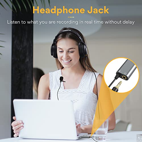 MAONO USB Lavalier Microphone with Headphones Jack, Omnidirectional Computer Lapel Clip Mic for Recording, Gaming, Streaming, Podcasting, YouTube, Skype, PC, Laptop, Mac, AU-UL20 - Image 4