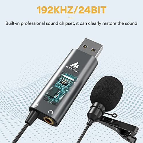 MAONO USB Lavalier Microphone with Headphones Jack, Omnidirectional Computer Lapel Clip Mic for Recording, Gaming, Streaming, Podcasting, YouTube, Skype, PC, Laptop, Mac, AU-UL20 - Image 3