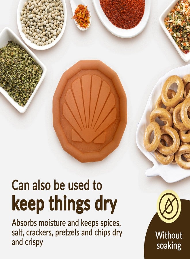 جي بي كيه بوتري حافظة سكر بني من الطين المحروق من JBK Pottery - حافظة سكر مصنوعة يدويًا من الطين المحروق مع أقراص زخرفية - حافظة سكر بني آمنة للطعام، صنع في الولايات المتحدة الأمريكية - على شكل صدفة بحرية - Image 3