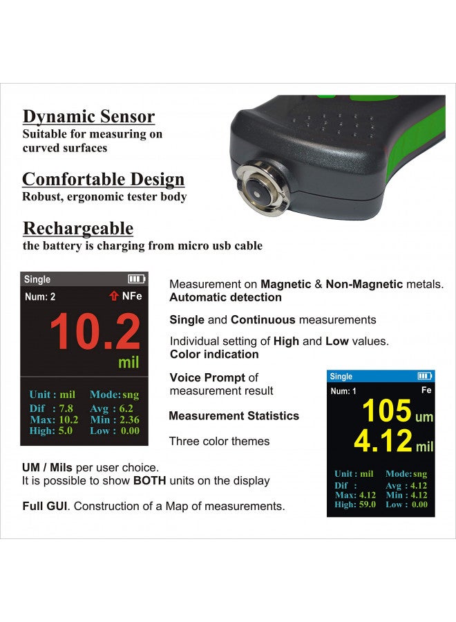 VVV-Group Digital Coating Thickness Gauge CM-218 Best Mil/Micron Paint Depth Meter for Car and Industrial (Resolution 0.01mils) - Image 3