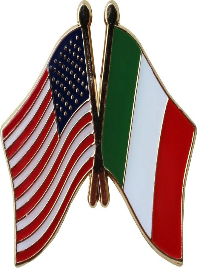 Flagline USA and Italy Flag Die-struck Metal Friendship Lapel Pin with Butterfly Clasp Closure - Image 1