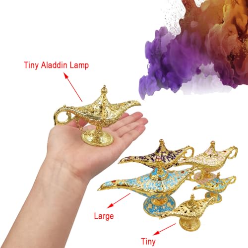 Hourwof Tiny Aladdin Genie Lamp Vintage Legend Aladdin Magic Lamp Wishing Light Arabian Costume Props Party Wedding Table Decoration Birthday Gift,Small Gold - Image 5