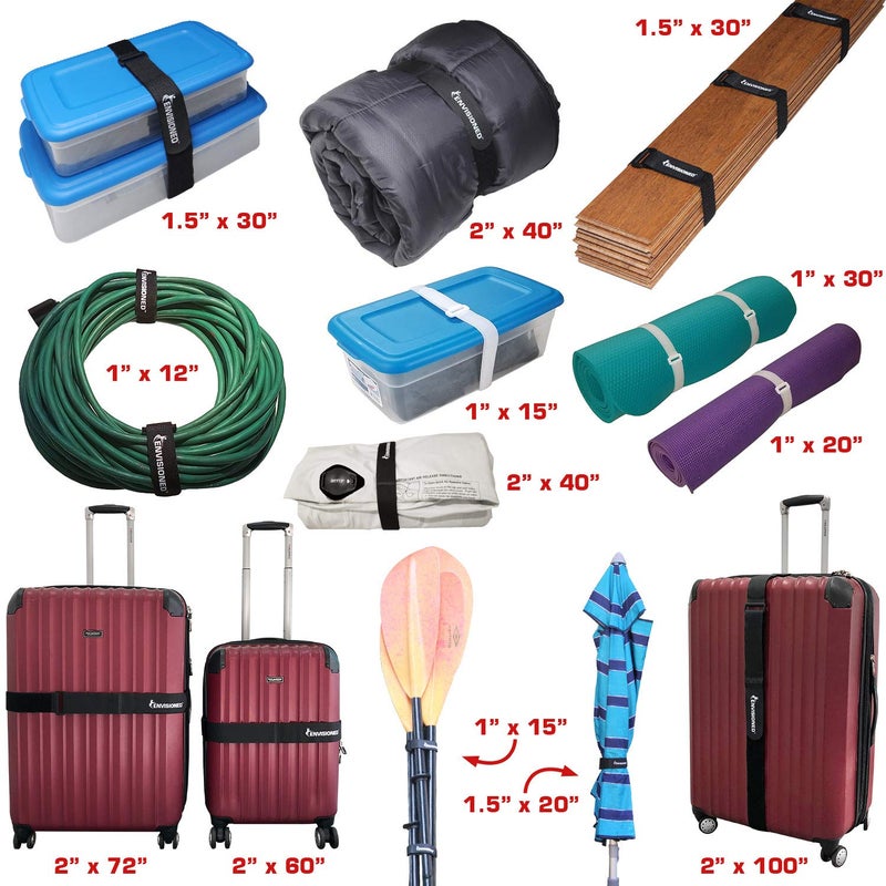 ENVISIONED Reusable Cinch Straps 3" x 72" - 4 Pack, Multipurpose Strong Gripping, Quality Hook and Loop Securing Straps (Black) - Image 3