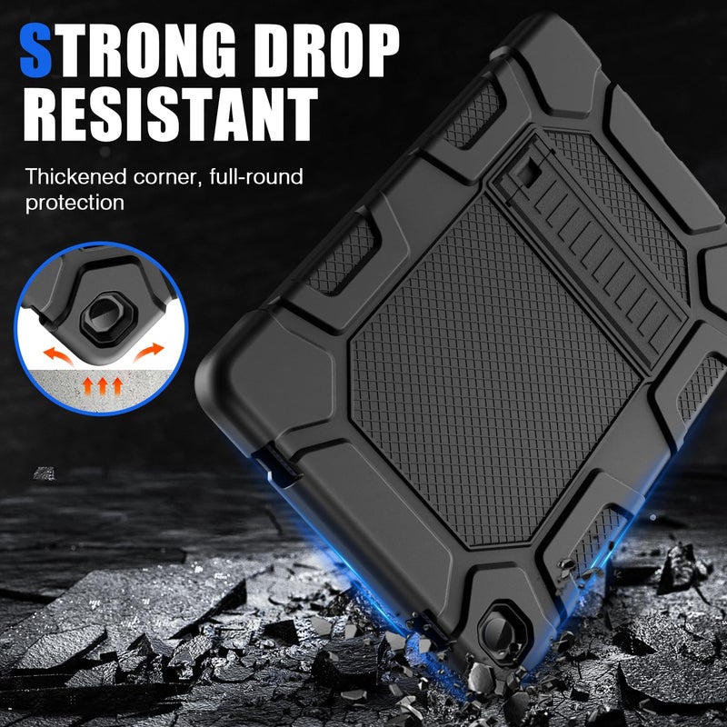 Azzsy Case for Samsung Galaxy Tab A11+/A9+ Plus 11 Inch 2026/2024, Heavy Duty Shockproof Rugged High Impact Protective Case, Black - Image 4