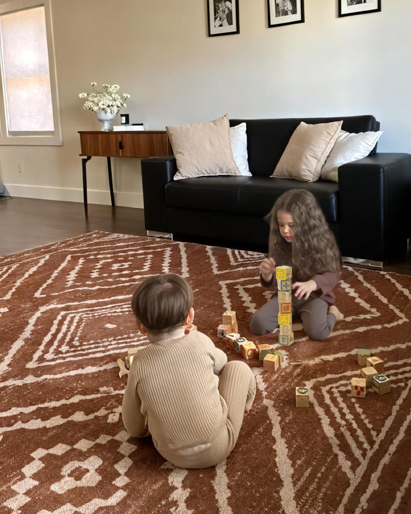 BESTSWEETIE Area Rug 6x9 Rug Machine Washable Non-Slip Low Pile Print Pattern Western Rug for Living Room Bedroom Entryway Tribal Series -Yellowbrown/Cream - Image 2