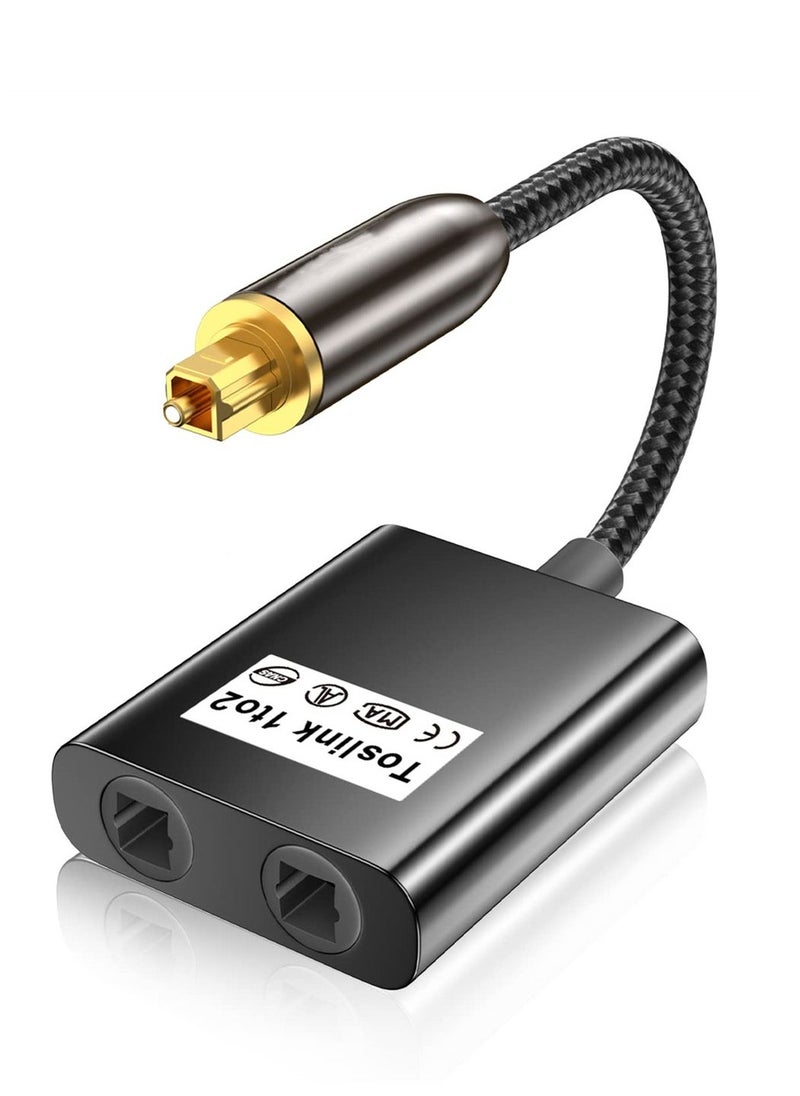 Generic - Optical Cable Splitter, 1 In 2 Out Toslink Splitter Digital Optical Audio Cable Splitter for Soundbar to TV, Black, 1Pcs - Image 1