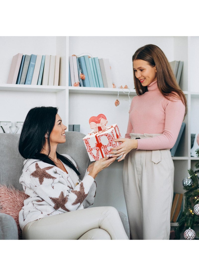 Surprise Cash Gift Box with Transparent Bags, Perfect for Birthdays, Mother's Day and Special Occasions, Ideal for Loved Ones and Family, Pink Design