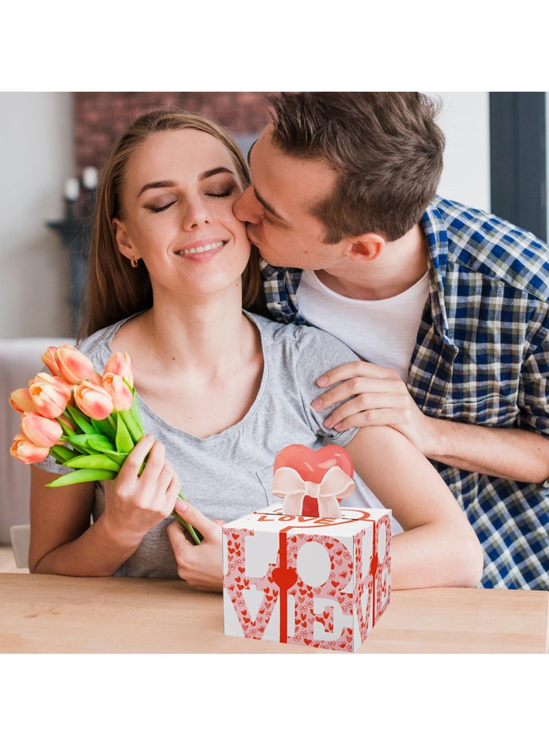 Surprise Cash Gift Box with Transparent Bags, Perfect for Birthdays, Mother's Day and Special Occasions, Ideal for Loved Ones and Family, Pink Design