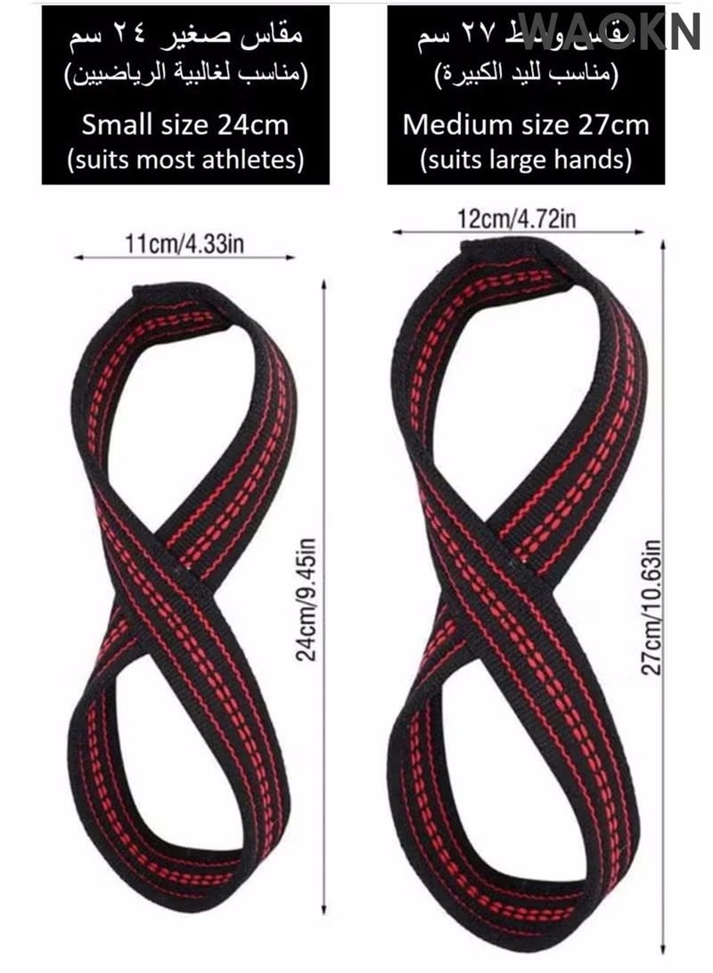 WAOKN Figure 8 Weight Lifting Straps DeadLift Wrist Strap for Pull-ups Horizontal Bar Powerlifting Gym Fitness Bodybuilding Equipment Adjustable Wrist Strap Relieves Wrist Pain, Tendonitis, Sports Use for Men and Women, Right & Lef - Image 5