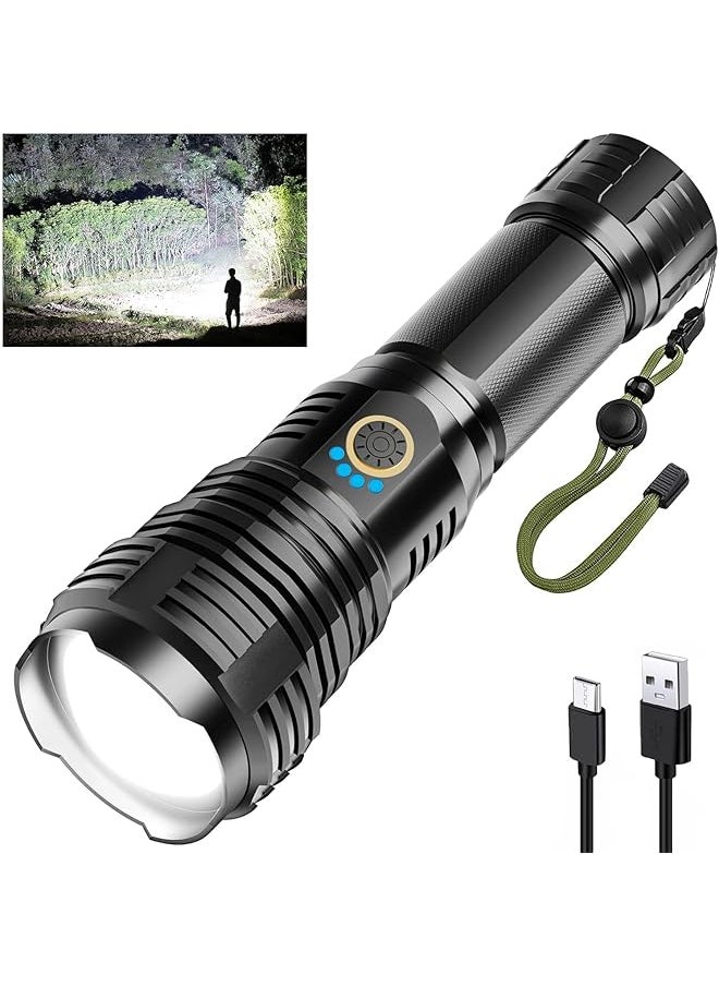 PROMASS Rechargeable Flashlights 900000 High Lumens, High Power Led Flashlight, XHP70.2 Powerful Tactical Flashlight with Zoomable, 5 Modes, IPX7 Waterproof, Flashlight for Camping, Hiking, Emergencies  - Image 1