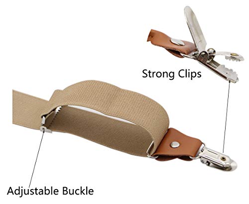 Timiot Men’s Y-Back 4 Metal Clip Elastic Wide Suspenders Perfect For Both Casual&Formal (Champagne) - Image 4