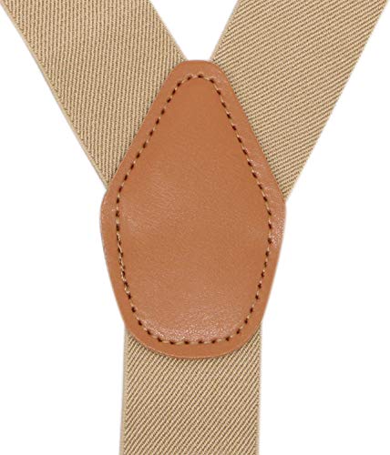 Timiot Men’s Y-Back 4 Metal Clip Elastic Wide Suspenders Perfect For Both Casual&Formal (Champagne) - Image 2
