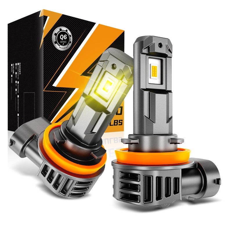 أضواء الضباب Auxbeam 2025 H11 H8 H9 3000K صفراء ذهبية 12000LM فائقة السطوع 600 أكثر سطوعًا رؤية محسّنة للضباب للطرق الوعرة قابلة للتوصيل والتشغيل عبوة من 2