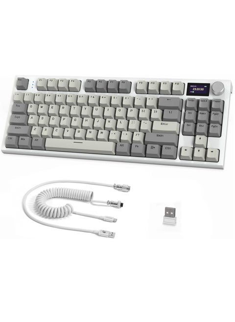 K86 RGB Wireless Gasket Mechanical Keyboard,Triple Mode Bluetooth5.0/2.4G/USB-C 87 Keys Hot Swappable Gaming Keyboard, 4000 mAh Battery 1.2'' HD OLED Display Volume Rotary Button for Games and Work