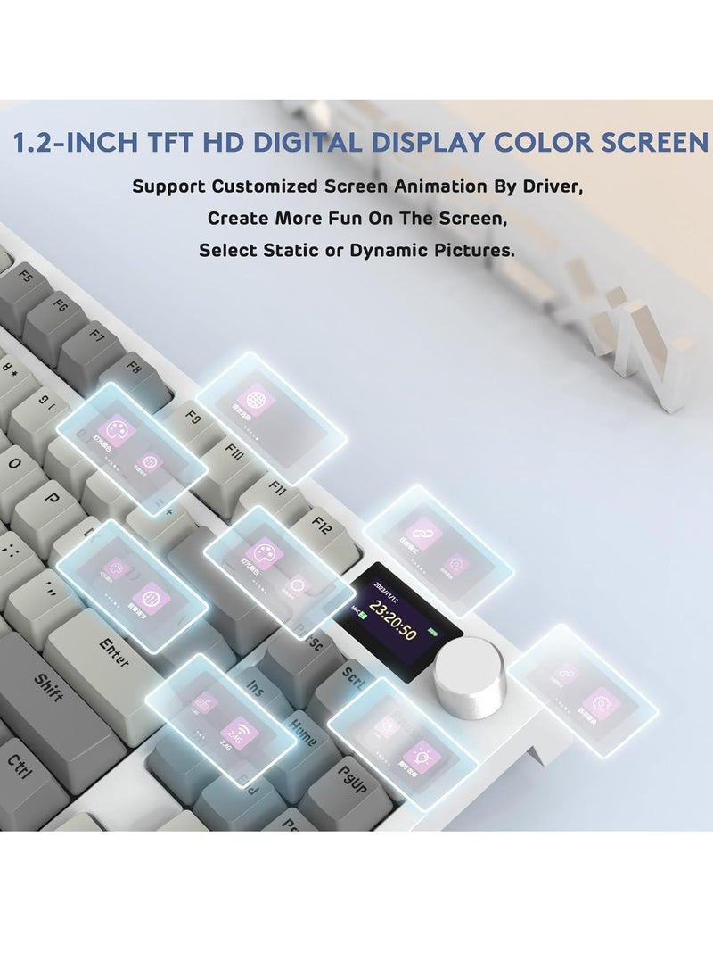 Attack Shark - K86 RGB Wireless Gasket Mechanical Keyboard,Triple Mode Bluetooth5.0/2.4G/USB-C 87 Keys Hot Swappable Gaming Keyboard, 4000 mAh Battery 1.2'' HD OLED Display Volume Rotary Button for Games and Work - Image 1