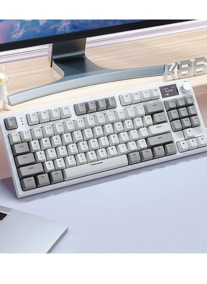 Attack Shark - K86 RGB Wireless Gasket Mechanical Keyboard,Triple Mode Bluetooth5.0/2.4G/USB-C 87 Keys Hot Swappable Gaming Keyboard, 4000 mAh Battery 1.2'' HD OLED Display Volume Rotary Button for Games and Work - Image 1