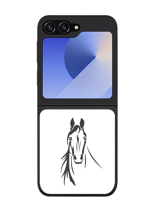 Stylizedd Rugged Black edge case for Samsung Galaxy Z Flip7 FE, Slim fit Soft Case Flexible Rubber Edges Anti Drop TPU Gel Thin Cover -  Arabian Stallion - Image 1