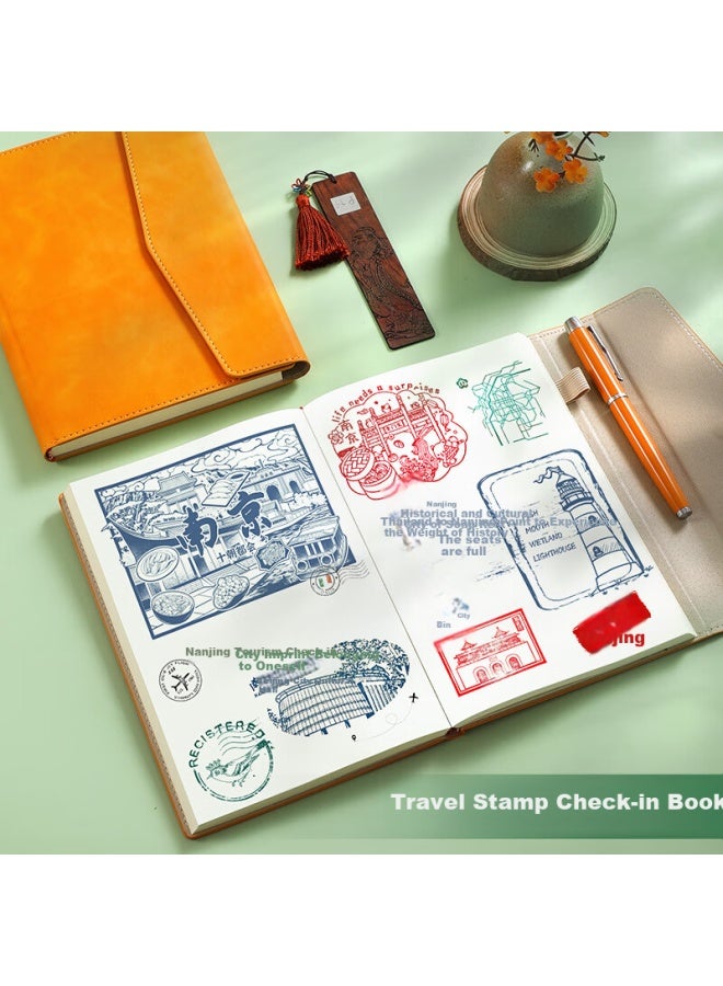 Longe Travel Stamp Collection Book Museum Stamp Album High-Value Blank Journal Nanjing Beijing Landmark Check-In Souvenir Book Forbidden City Tour Visit Notebook - Image 1